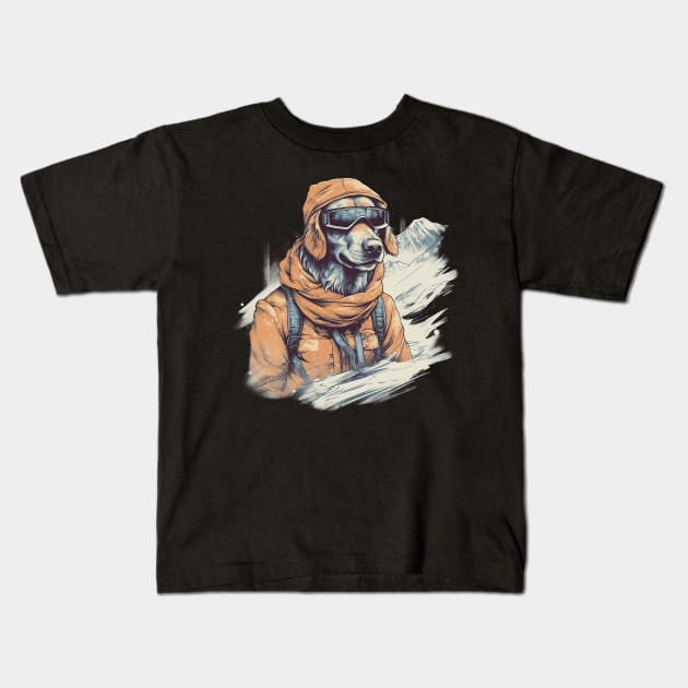 Dog with ski goggles Kids T-Shirt by GreenMary Design